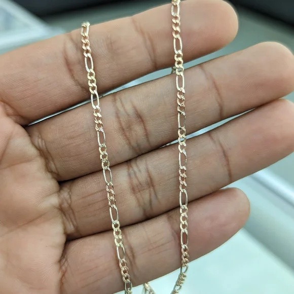 10kt Real Gold Tricolor Figaro Chain 2.5mm 18 inch